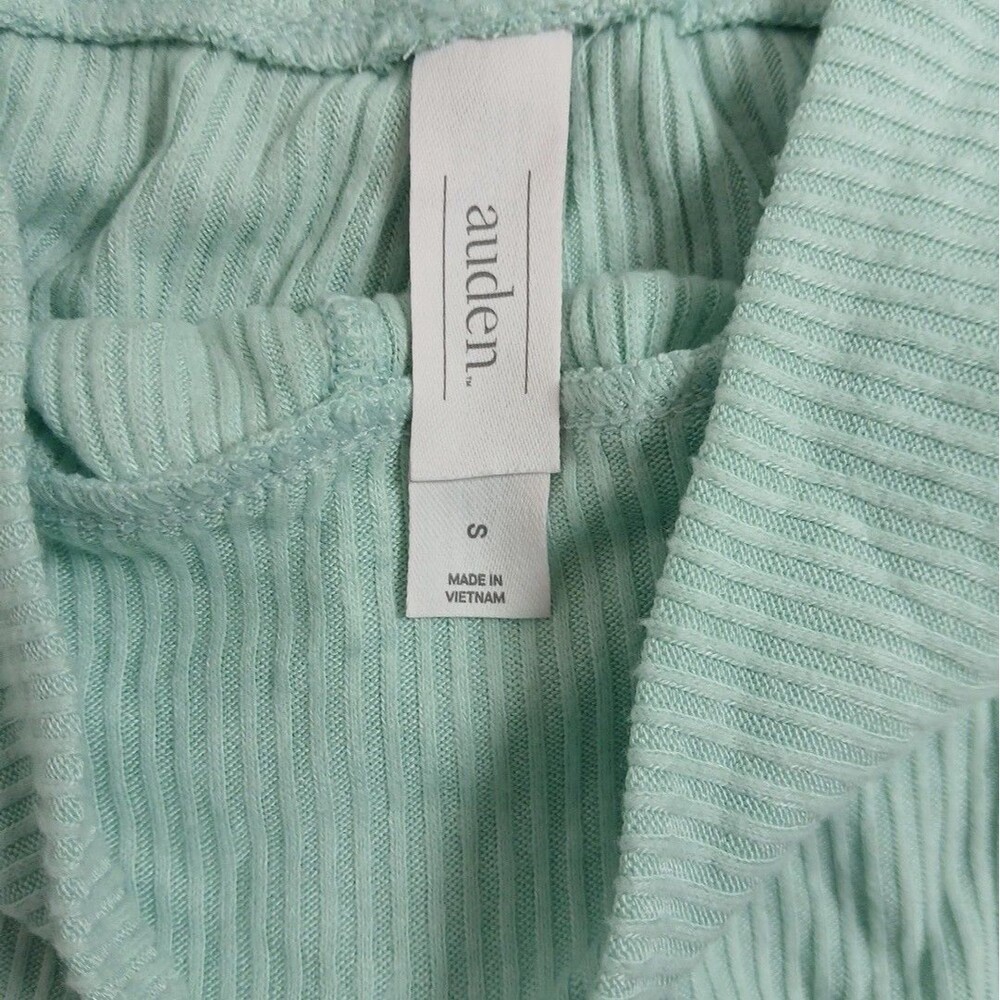 Auden Women's Mint Green Ribbed Pajama Set Shorts and Long Sleeve Cardigan S NWT - Picture 6 of 7